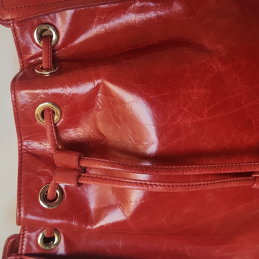 Brahmin Blair Eisenhower Shoulder Bag/Crossover Candy Apple Red Leather Holiday - Picture 5 of 17